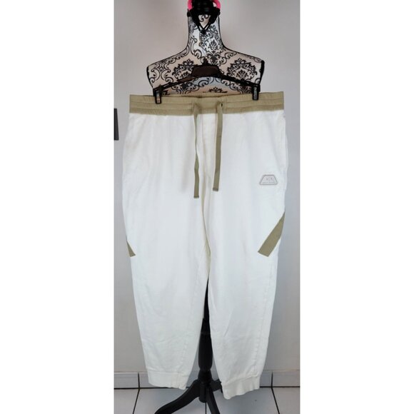 Armani Exchange Sweatpants Mens Large Beige Colorblock Joggers Pants Drawstring - Picture 3 of 13
